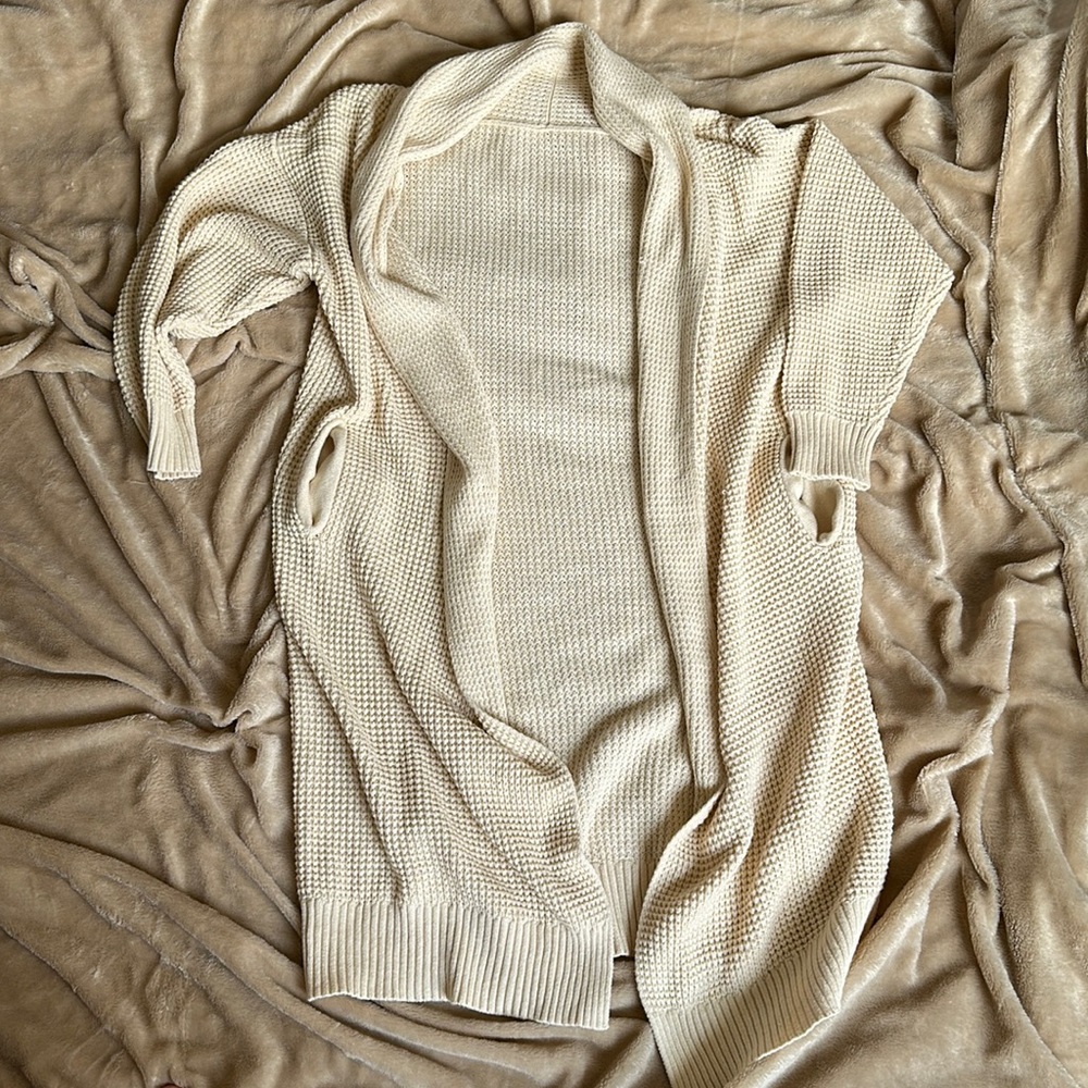 Beige knit long cardigan
